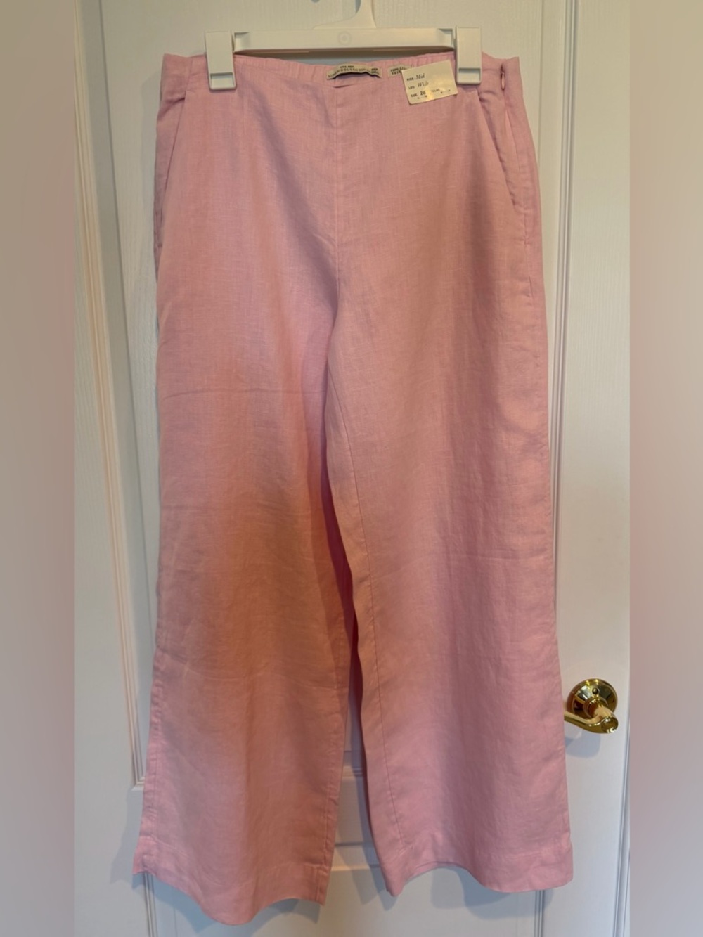 NWT Abercrombie & Fitch Pink Wide Leg 100% Linen Pants - size 28 - Picture 3 of 6